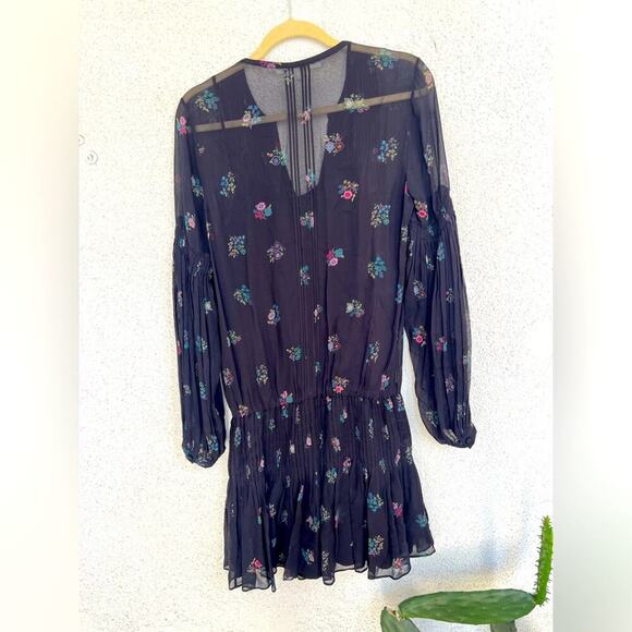 EUC Veronica Beard “Alden” Floral Silk Smocked Waist Dress size 6 - Picture 4 of 7